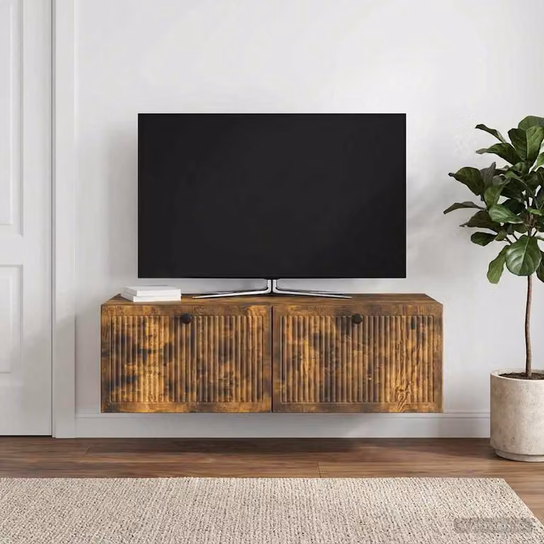Mobile Porta TV da Muro vidaXL in Rovere Fumo, Design Moderno, L 98 x P 41 x H 30 cm