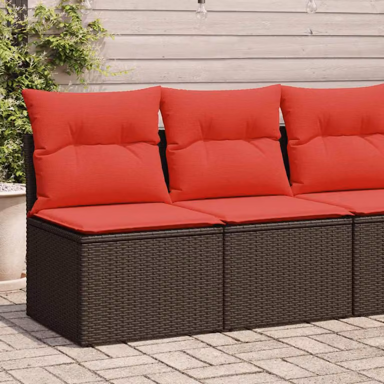 Maison Exclusive - Set Divano Giardino 4 pz con Cuscini Marrone Polyrattan Acacia