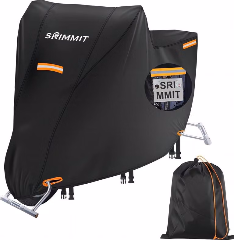 Garage per moto Impermeabile in tessuto Oxford 420D Finestra per targa Strisce riflettenti 225x95x125 cm