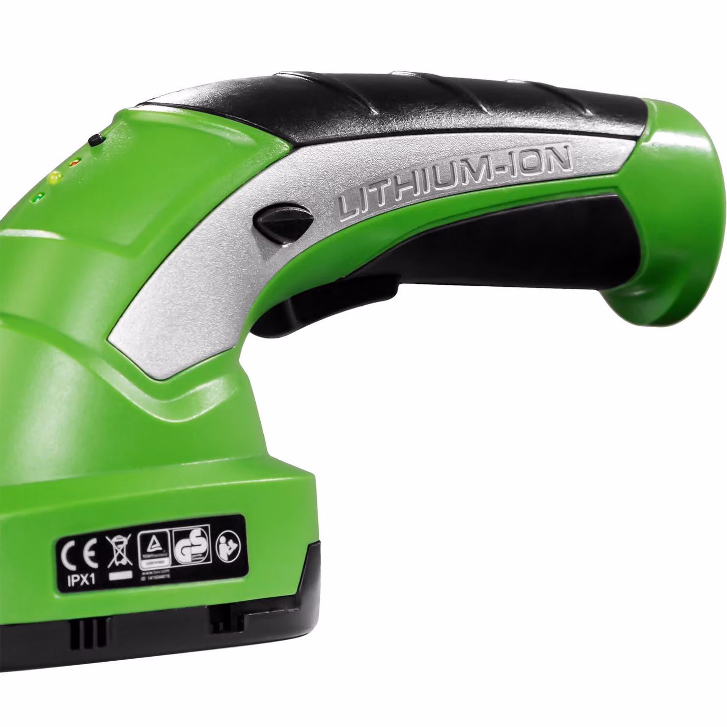 Tagliasiepi a batteria Tectake con asta telescopica, 2 accessori e caricabatterie rapido, verde – 1