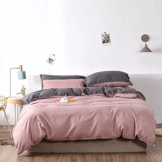 Set di lenzuola reversibili in microfibra da 4 pezzi, colori rosso, grigio, antracite e rosa, comprensivo di 2 copripiumini con zip e 2 federe L/P/H: 80 x 80 cm, dimensioni letto: 135 x 200 cm