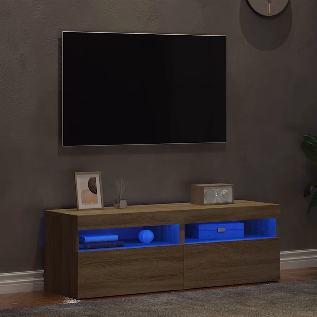 Set di 2 mobili porta TV vidaXL con illuminazione LED integrata in legno Rovere Sonoma, L 60 cm x P 35 cm x H 40 cm