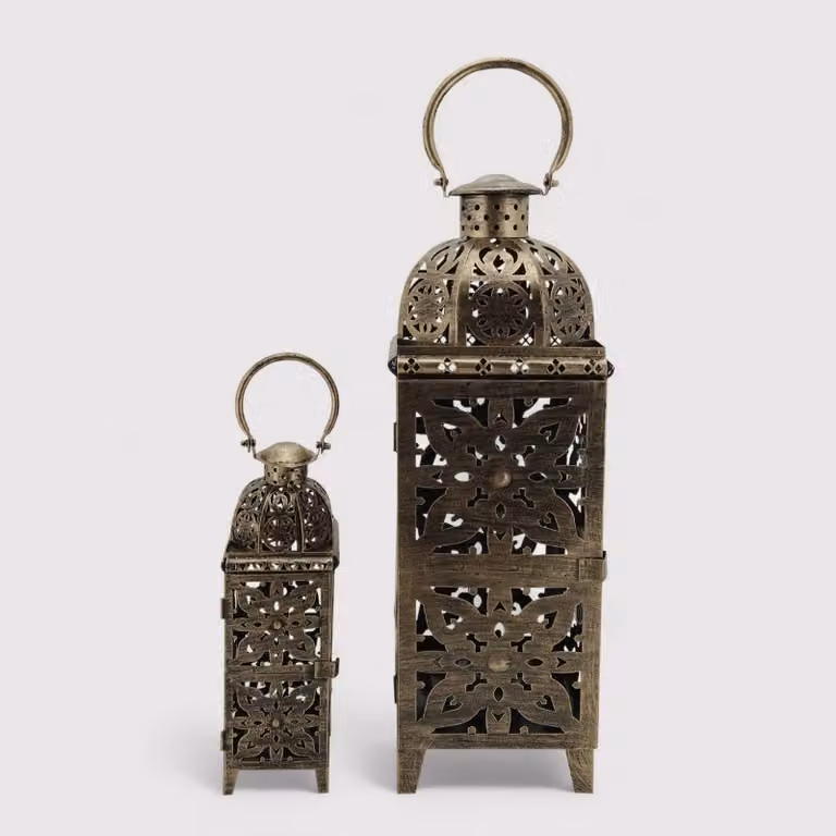 Cedrus - Set di 2 lanterne decorative dorate