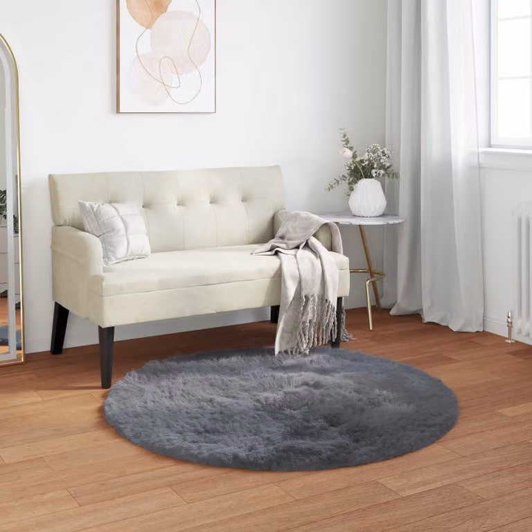 Tappeto rotondo in finta pelliccia vidaXL Antracite Ø 120 cm in poliestere
