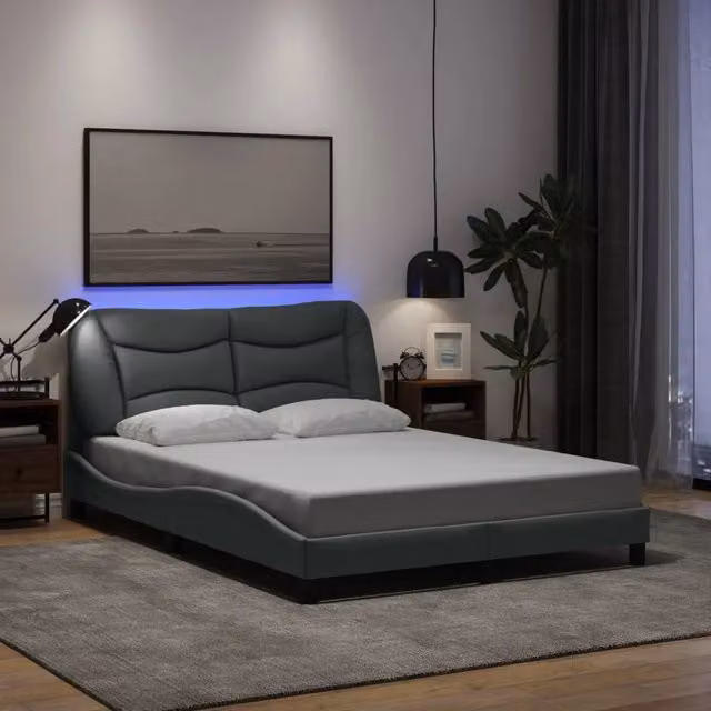 Giroletto con LED senza Materasso-Struttura Letto Hvar Grigio Chiaro 120x200 cm
