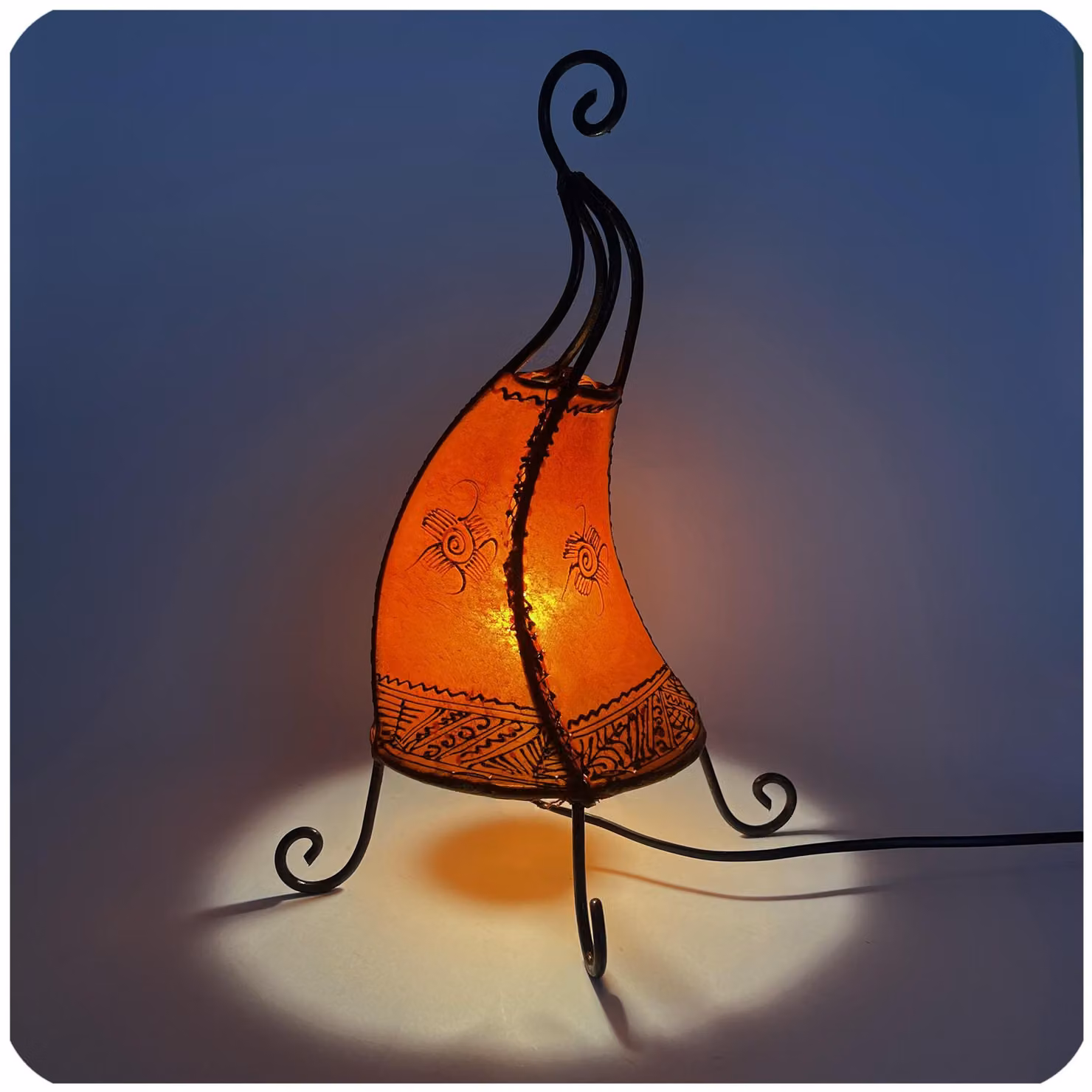 Lampada orientale lampada all'henné lampada marocchina in pelle lampada da tavolo lampada da terra coq sun 40 cm, arancione
