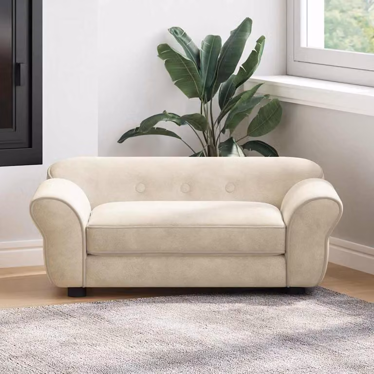 vidaXL Divano per Cani Beige con Rivestimento Rimovibile e Base Antiscivolo L 72 x P 45 x H 30 cm
