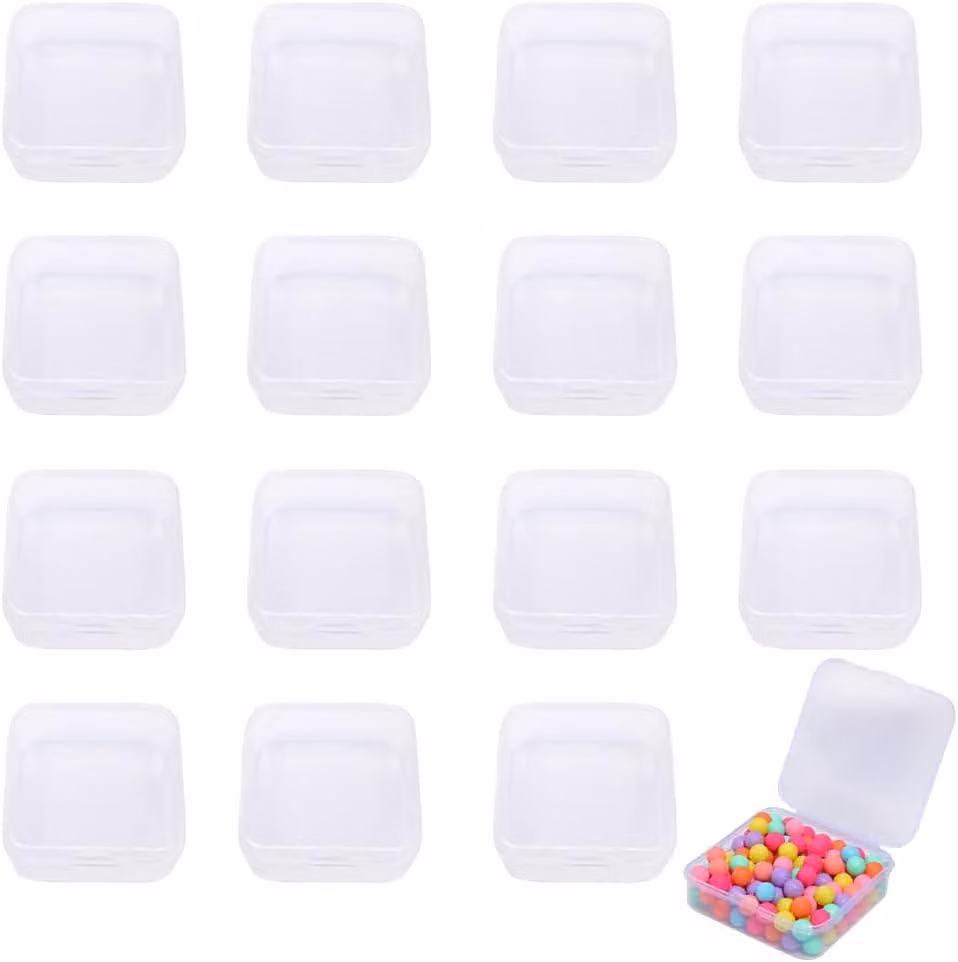 Contenitori trasparenti, 4,5 x 4,5 x 2 cm, confezione da 15 pezzi, ideali per piccoli oggetti