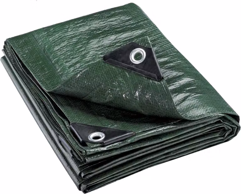 Telone in tessuto PE 140 g/m² 4x5 verde in polietilene con occhielli in alluminio