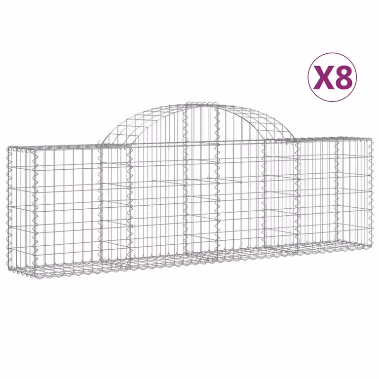 Cesti Gabbioni ad Arco 8 pz 200x30x60/80 cm Ferro Zincato