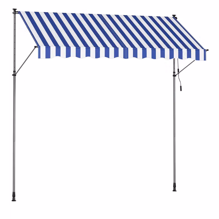 Tenda da Sole Avvolgibile, Blu + Bianco / 300 x 120 cm