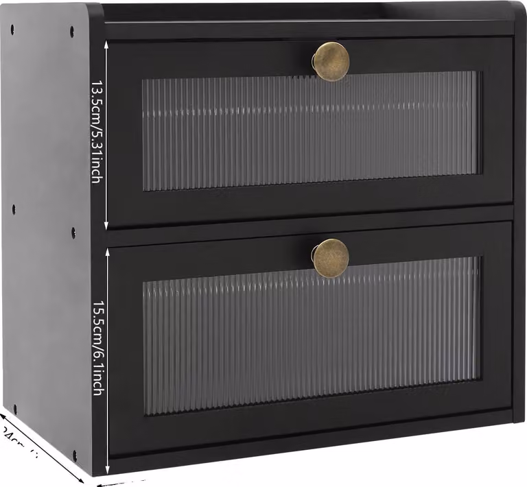 Contenitore per il pane, design a due livelli, struttura resistente in legno di pino, nero