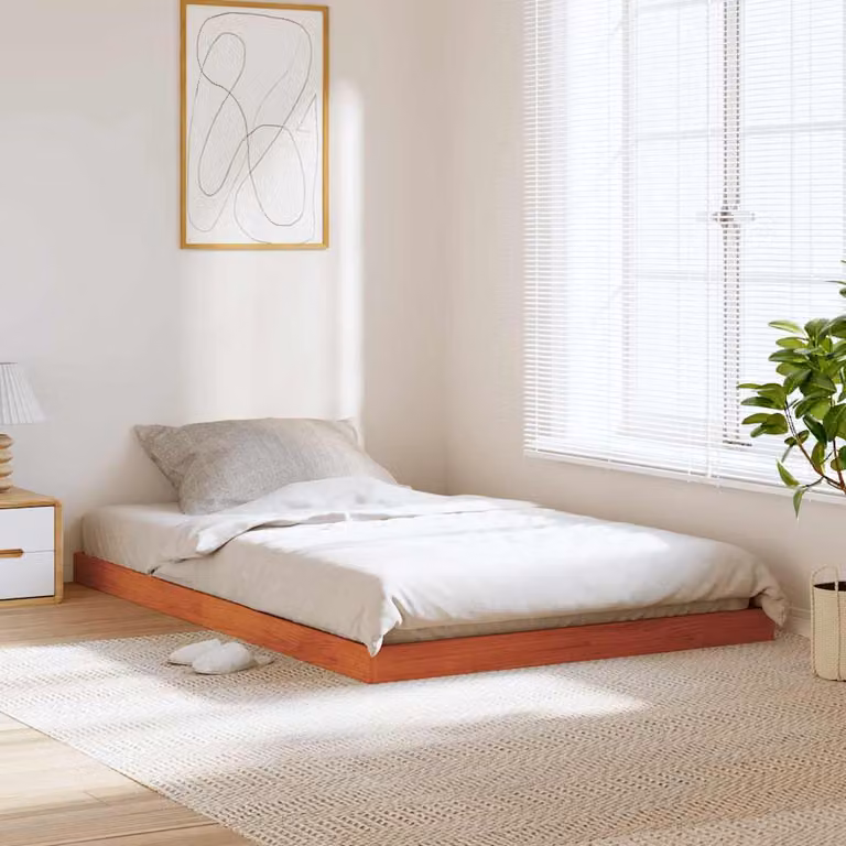 Giroletto vidaXL in legno massello di pino color marrone cera con doghe piatte L: 120 cm, P: 190 cm