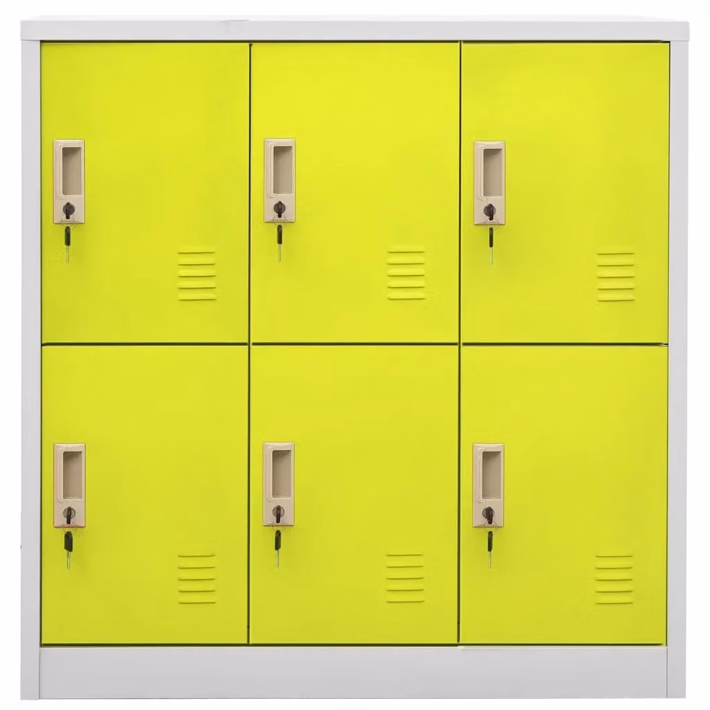 Set di 2 armadietti per chiavi vidaXL in acciaio con serratura, disponibili in grigio, verde o giallo, da appendere al muro, L: 90 cm, P: 45 cm, H: 92,5 cm