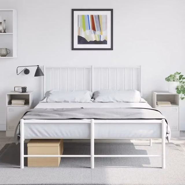Set di 2 comodini bianchi Design Mania in metallo con design moderno a parete L/P/H: 34,5 x 39 x 62 cm