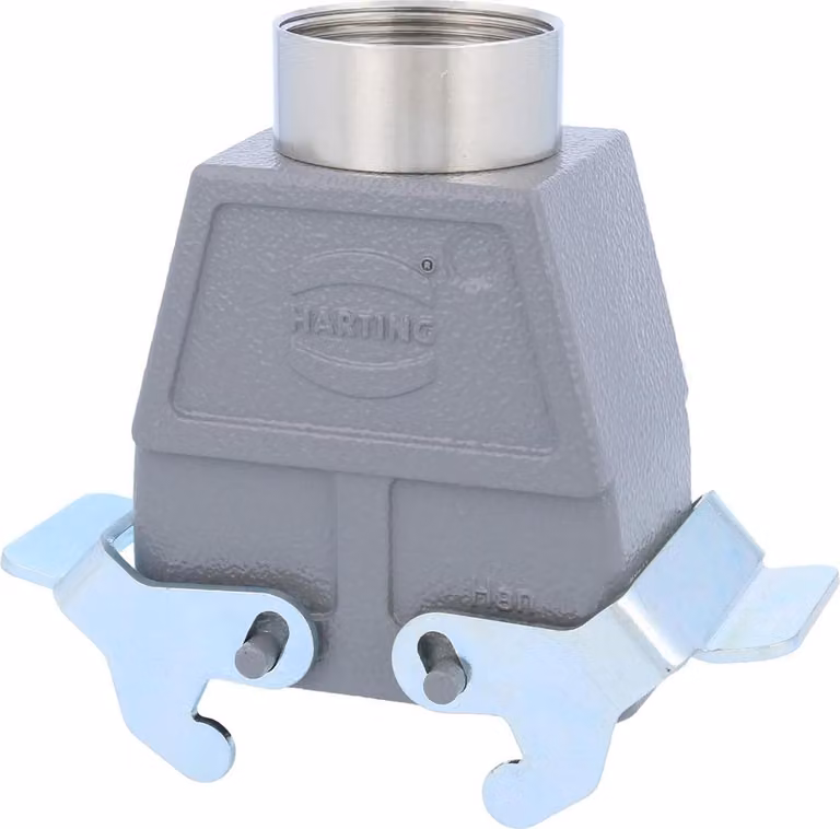 HARTING Han 10B Custodia con manicotto alto, 1xPG29 uscita cavo diritta, con 2 staffe trasversali Vite PG29 Area di serraggio 16,0 mm