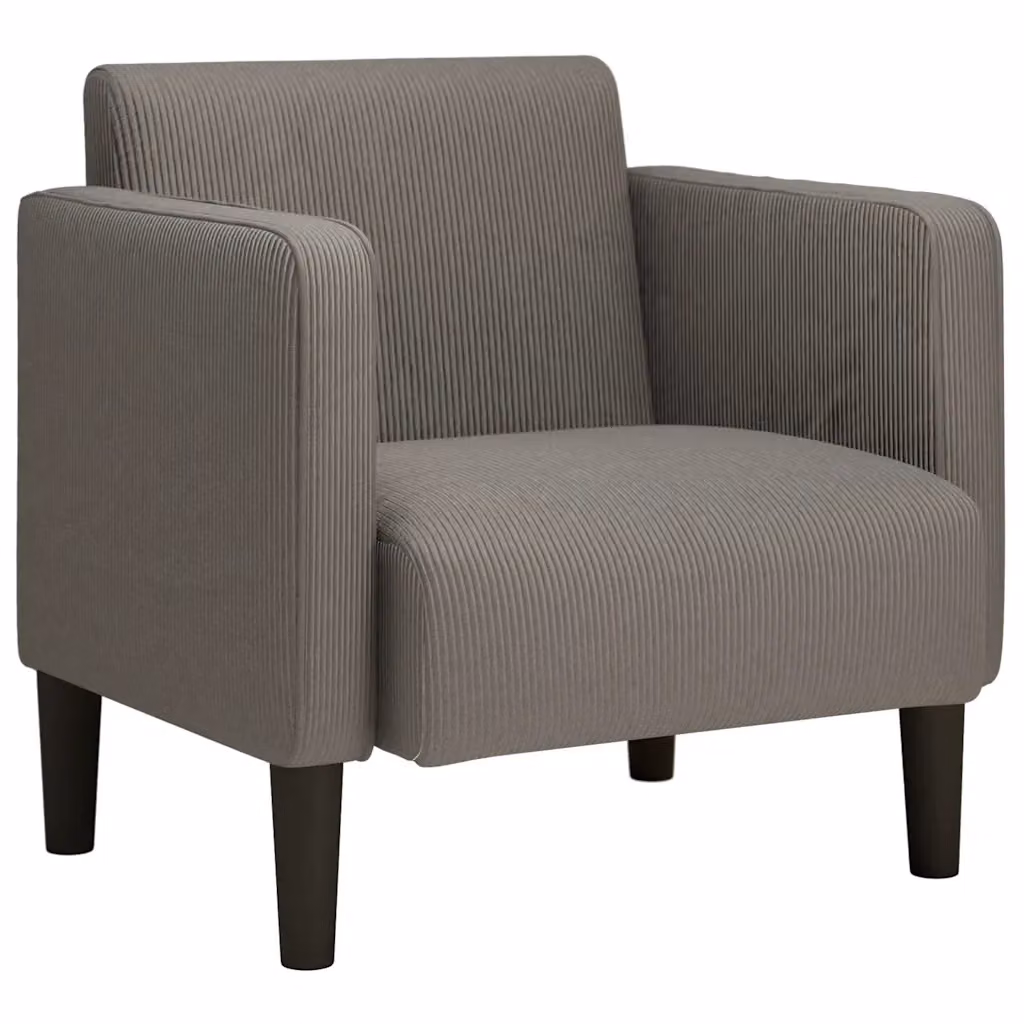 Poltrona Lounge con Braccioli vidaXL in Velluto a Coste Grigio – 2