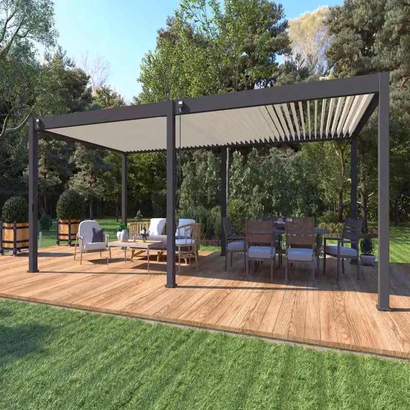 Pergola bioclimatica autoportante Ombrea VS colore antracite L: 8 m, P: 4 m – 2