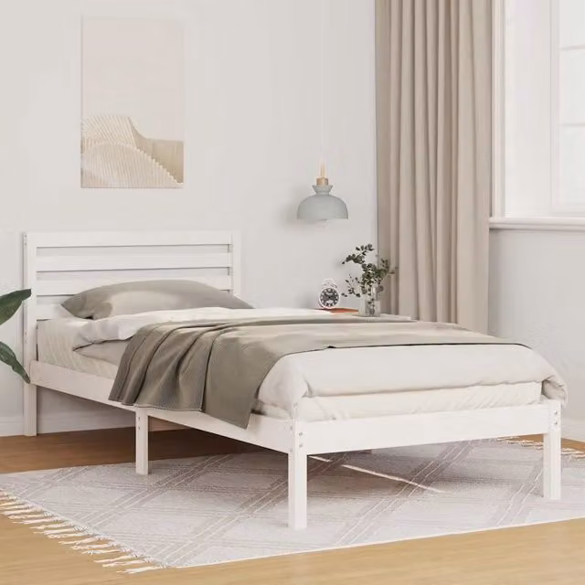 Struttura letto in pino massello bianco vidaXL L/P/H: 225.5 x 95.5 x 80.5 cm