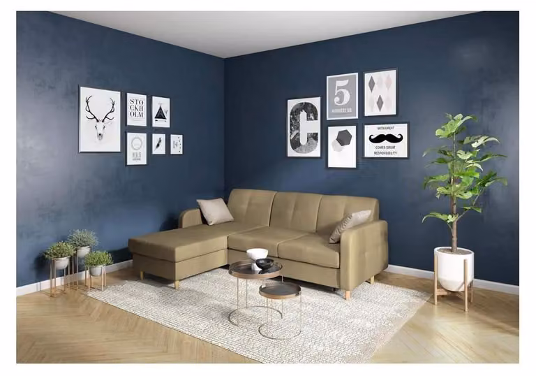 Ecksofa L-Form Sofa Wohnlandschaft Garnitur Polster Bettfunktion Design Modern