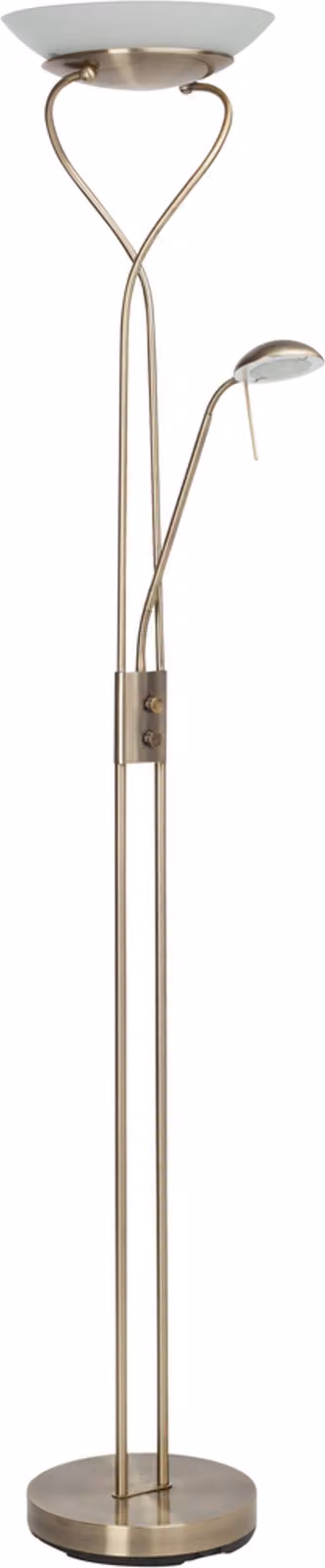 BRILLANTE lampada a LED Ollie | lampada da terra classica con braccio di lettura | metallo/vetro | ottone | dimmerabile | 26 W