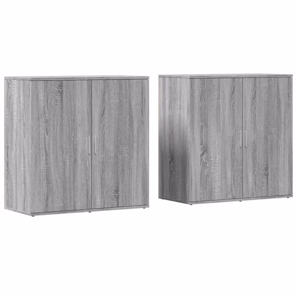 Set di 2 credenze vidaXL in legno MDF grigio per sala da pranzo L: 79 cm, P: 38 cm, H: 80 cm – 2