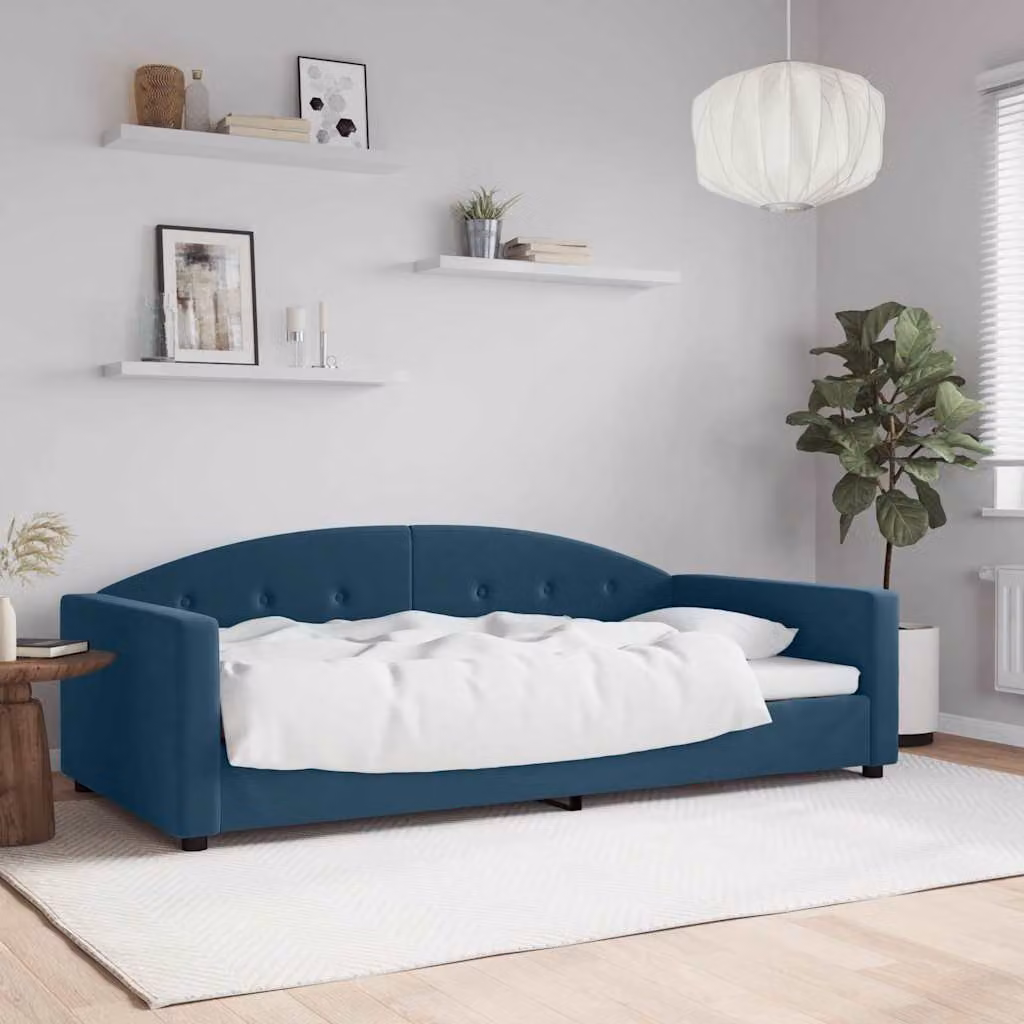 Letto da giorno vidaXL in velluto blu con struttura imbottita L: 200 cm, P: 100 cm, H: 75 cm