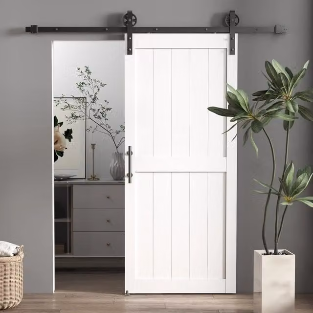 Porta Scorrevole XYLO in Legno e MDF Stile Industriale Bianco L: 81.3 cm, H: 213.4 cm