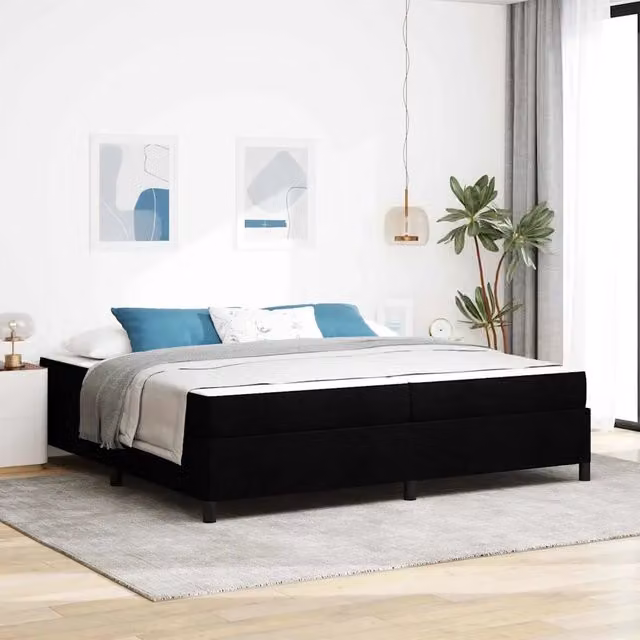 Letto a molle moderno vidaXL in tessuto nero L/P/H: 200 x 200 x 35 cm