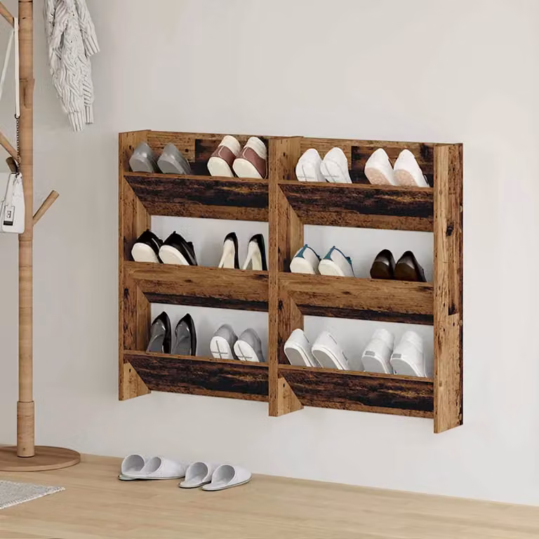 Set di 2 scarpere mobili vidaXL in legno marrone, L 60 x P 18 x H 90 cm