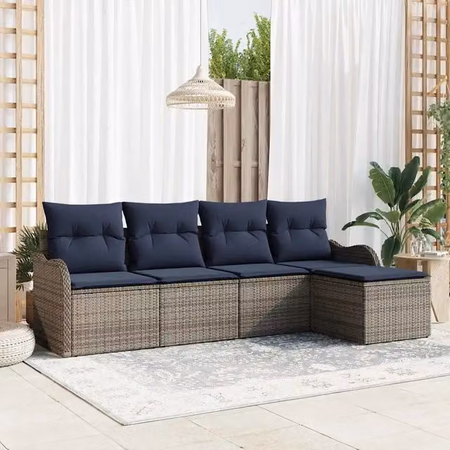 Set Divano da Giardino Grigio polyrattan 3345665