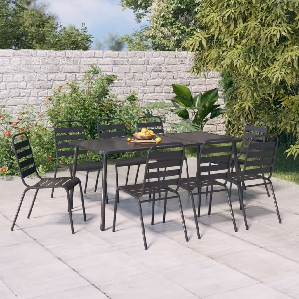Maison Exclusive - Set da pranzo da giardino da 9 pezzi in acciaio antracite