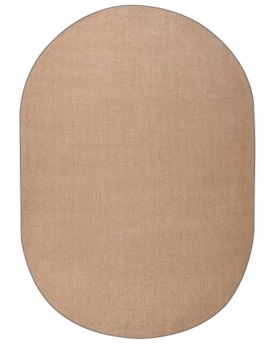 Beliani Tappeto in poliestere a pelo lungo tuftato a macchina, ovale 160 x 230 cm beige sabbia