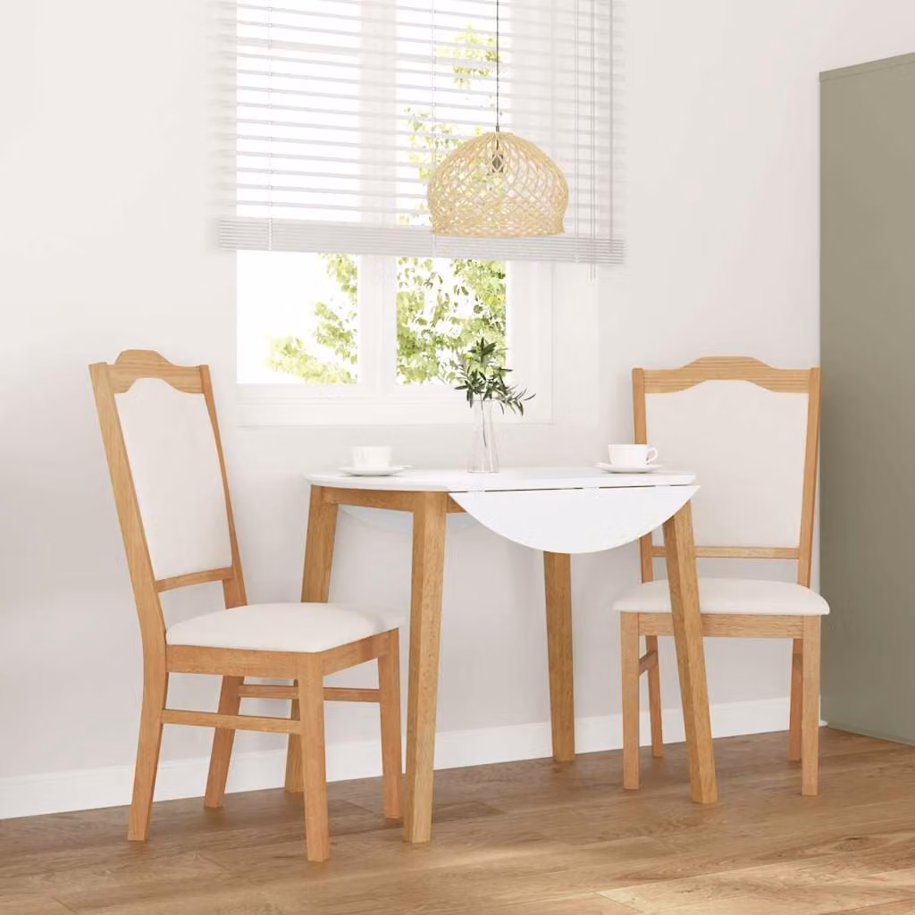 Set di 2 sedie da pranzo moderne vidaXL in legno di Hevea con cuscini, disponibili in bianco o marrone