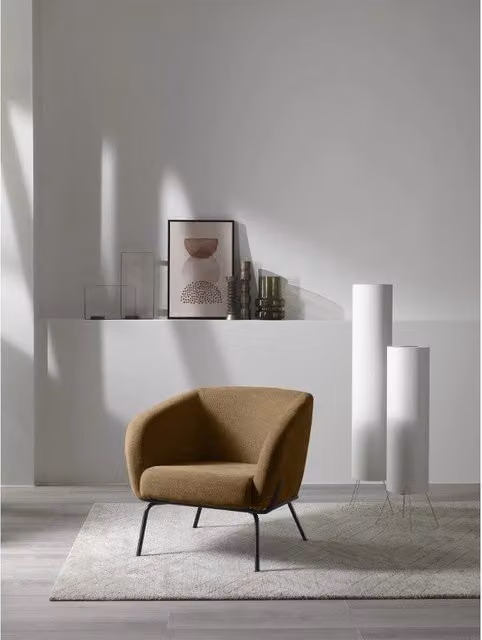 Poltrona rivestita in velluto Gambe metallo verniciato Sherry 75cm X 74cm H 69cm Stones