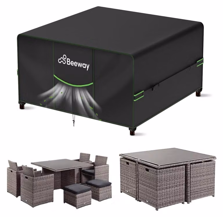 Copertura impermeabile per mobili da giardino, dimensioni 125x125x73 cm, tessuto Oxford 420D, colore nero