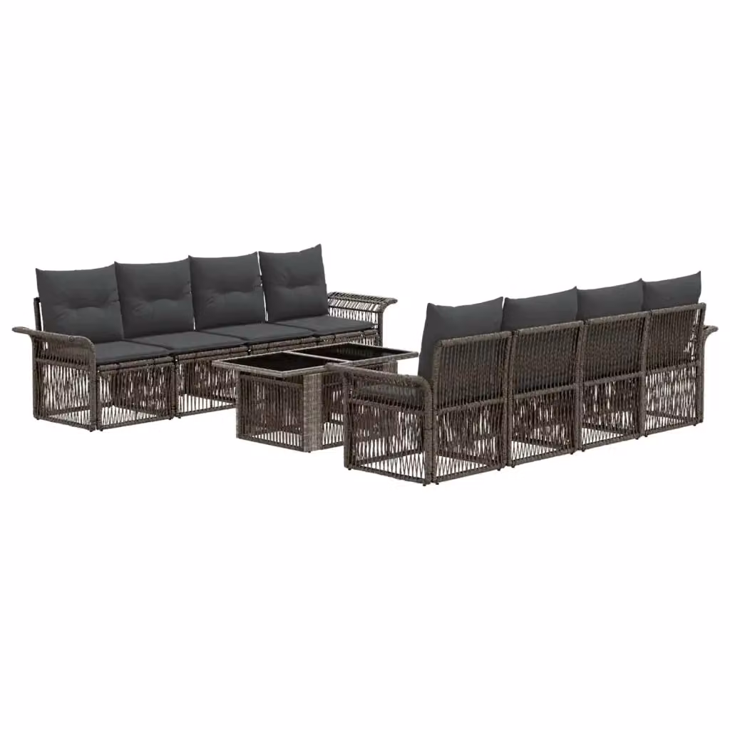 Set Divano da Giardino vidaXL 9 Pezzi in Polyrattan Grigio e Antracite con Cuscini e Tavolino – 2