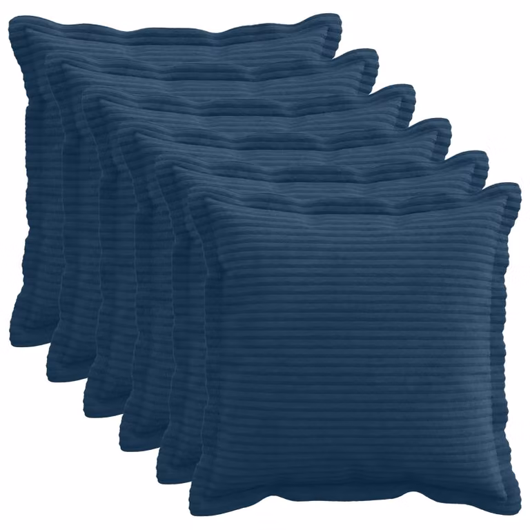 Set di 6 federe vidaXL HOUTEN in velluto a coste blu navy, L 40 x P 40 cm