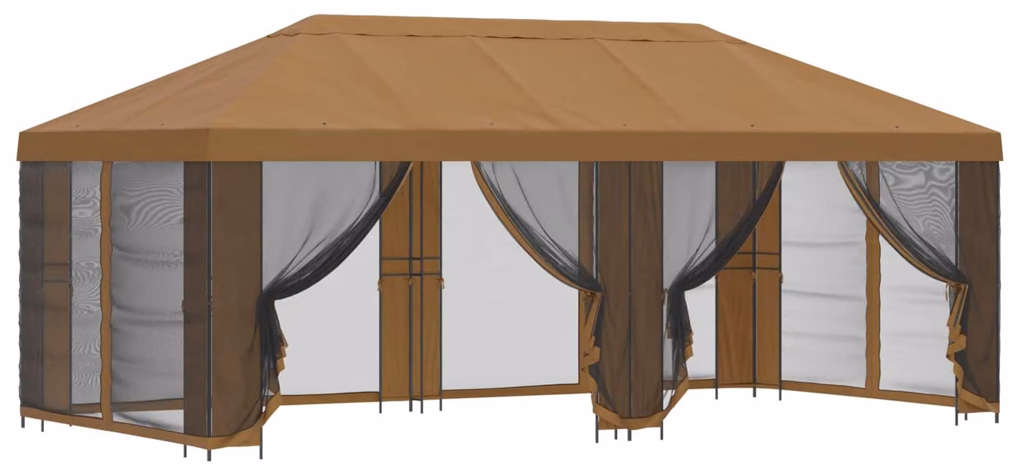 Gazebo con pareti laterali 6 x 3 m Beige Poliestere e Acciaio