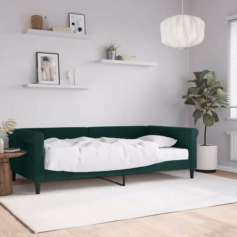 vidaXL Divano Letto in Velluto Verde con Materasso, L/P/H: 229 x 100 x 68 cm
