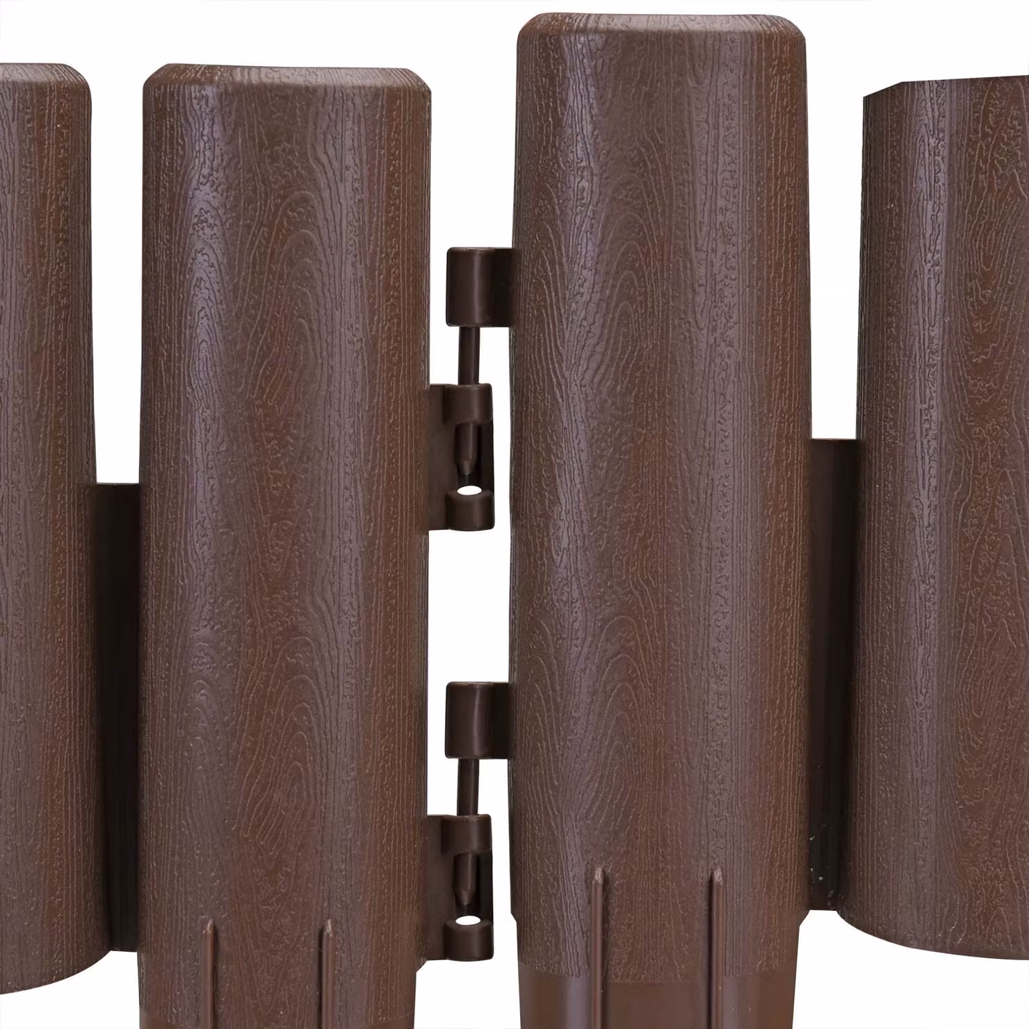 Set di 2 recinzioni ornamentali da giardino Deuba in plastica marrone, lunghezza totale 4,48 m, 8 pezzi – 2