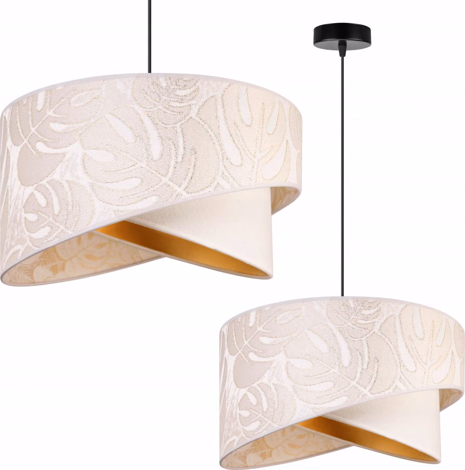 Light-Home Milan lampada a sospensione con paralume - Lampada da soffitto industriale - Lampada a sospensione in metallo con paralume in velluto - Crema Monserta, Nero