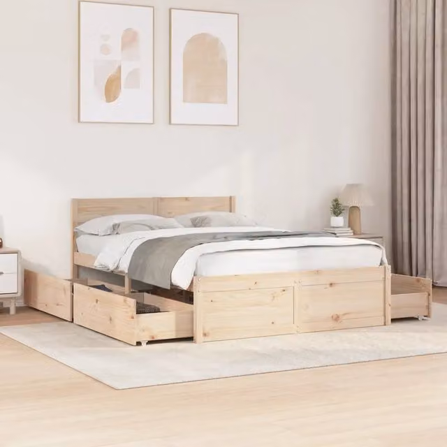 Letto singolo in legno massello di pino vidaXL stile rustico beige L 120 cm x P 200 cm