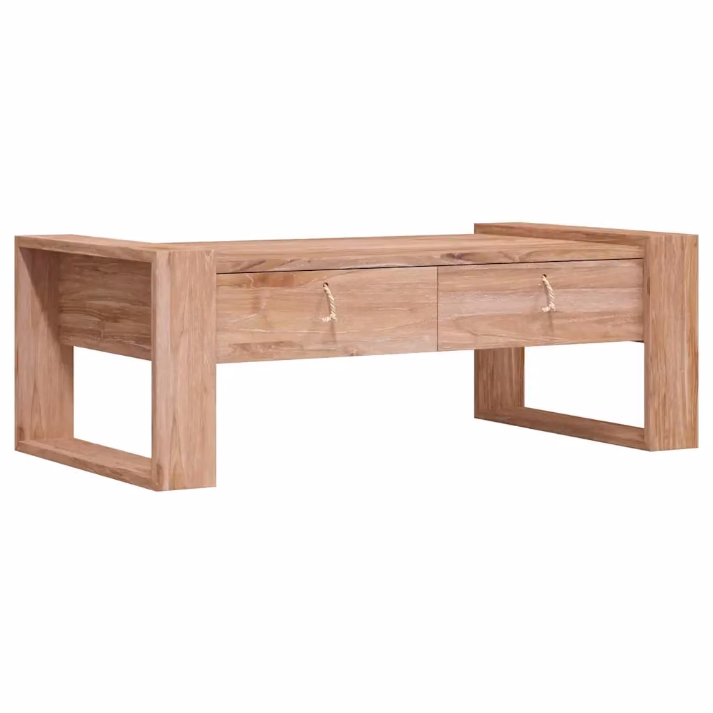 Tavolino da salotto rettangolare vidaXL in legno massello di teak marrone L: 110 cm, P: 60 cm, H: 40 cm – 2