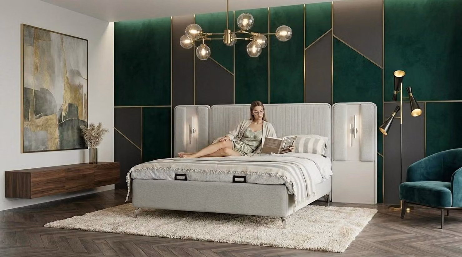 Bett Stil modern weiß bequem komfortabel Schlafzimmer praktisch