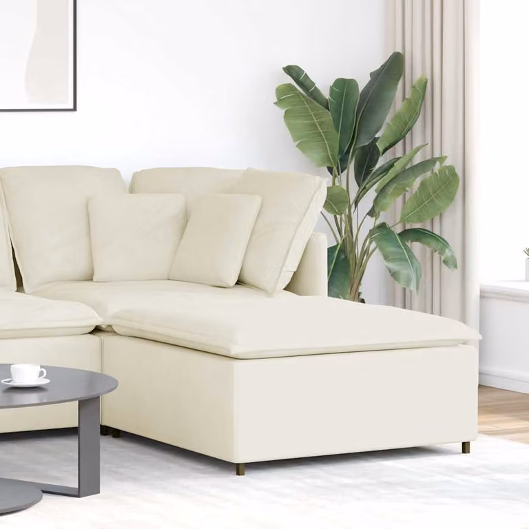 vidaXL Modulo Poggiapiedi Divano Modulare in Velluto Beige L: 100 cm, P: 100 cm, H: 48 cm