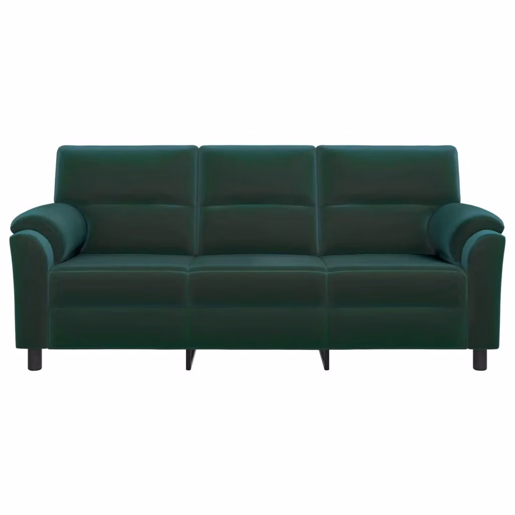 Divano moderno in velluto verde e nero vidaXL con struttura in metallo e coperture rimovibili L: 214 cm, P: 85 cm, H: 93 cm – 2