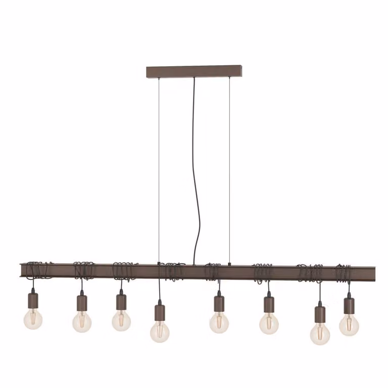 Eglo 43524 TOWNSHEND 4 E27 8 vie a sospensione 1500x140mm Marrone Nero