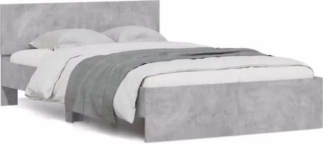 Letto matrimoniale | Letto per adulti | Giroletto con Testiera Grigio Cemento 135x190 cm