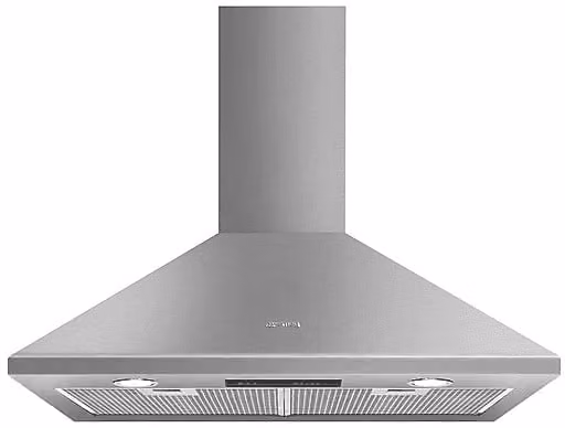 Cappa Smeg KSED75XE in Acciaio Inox e Argento con Filtro a Carboni Attivi per Installazione a Parete in Modalità Aspirazione o Ricircolo